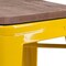 Merrick Lane Dalton Series Backless Metal Dining Stool with Wooden Seat for Indoor Use
